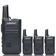 Walkie talkie portátil abbree mini, 4 unidades, rádio amador de duas vias, carregamento usb, comunicador vox uhf 400-470mhz 2024 - compre barato