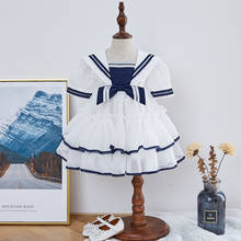 Vestido de Boutique español para niña, Vestidos de diseñador para bebé, Vestidos de estilo azul marino para niña pequeña, Vestidos para fiesta de cumpleaños infantil 2024 - compra barato