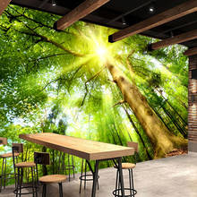 Papel de parede com foto personalizada 3d, floresta verde, árvore e paisagem, mural moderno para sala de estar, quarto, decoração, arte, pintura de parede 2024 - compre barato