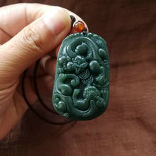 Colgante de Pixiu de Jade de Hetian Natural, collar de Tigre, joyería fina, amuleto de jadeíta tallado, regalos de encanto de moda para mujeres y hombres 2024 - compra barato