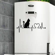Black Carved Cat Heartbeat Wall Sticker Home Kids Rooms Decor Couple Wall Stickers muraux Room Decoration Wall Bedroom Decor 2024 - buy cheap