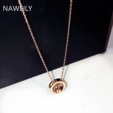 Fashion New Circle Pendant Necklace For Women Simple Rose Gold Color Chain Clavicle Short Necklaces Female Jewelry Gift 2024 - buy cheap