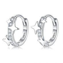 Женские серьги-кольца из серебра 925 пробы, с фианитом 2024 - купить недорого