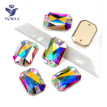 YANRUO 3252 AB Emerald Cut Sew On Stones Strass Glass Gems Flat Back Rhinestones Crystals For Dress Decoration 2024 - buy cheap