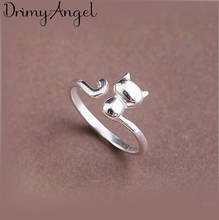 Anéis de prata para gatos bijuteria, estilo simples, presentes para mulheres, anéis com ajuste grande 2024 - compre barato
