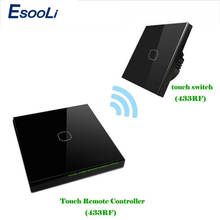 Esooli-Interruptor táctil para luz de pared, pulsador de toque remoto inalámbrico, estándar europeo, 1 entrada, 2 vías, 433mhz 2024 - compra barato