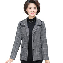 Middle-aged Mother Plaid Jacket 2021 Spring Autumn Fashion Slim Long-sleeved Women Outerwear Short Plus size Jacket Casual Tops 2024 - buy cheap