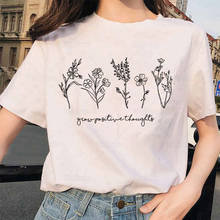 Camiseta con frase Grow Positive Thoughts para mujer, camisa divertida con estampado de plantas, motivaciones, positividad inspiradora, 100% algodón 2024 - compra barato