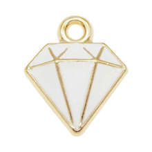 Julie Wang-dijes en forma de diamante blanco esmaltado, accesorio de fabricación de joyas de aleación geométrica de aceite en tono dorado, 10 piezas 2024 - compra barato