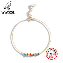 S'STEEL Colorful Zircon Bracelets 925 Sterling Silver Gift For Women Minimalist Gold Bracelet Plata 925 Para Mujer Fine Jewelry 2024 - buy cheap