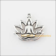 25 New Bodhisattva Charms Tibetan Silver Tone Lotus Flower Pendants 16.5x18mm 2024 - buy cheap