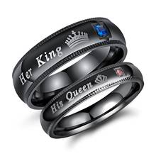 Модные обручальные парные кольца BONISKISS из нержавеющей стали с изображением ее короля и его королевы для женщин и мужчин, ювелирные изделия, обручальное кольцо обещания 2024 - купить недорого