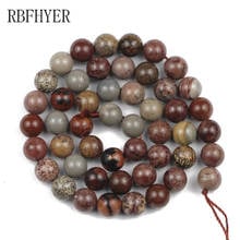 Rbfhyer bola redonda naturais algas grama fósseis pedra suave solto grânulo para fazer jóias diy pulseira acessórios 4/6/8/10/12mm 2024 - compre barato