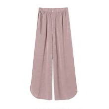 TRAF Women 2021 Fashion Soft Touch Wide Leg Pants Vintage High Elastic Waist Side Vents Female Trousers Streetwear 2024 - buy cheap