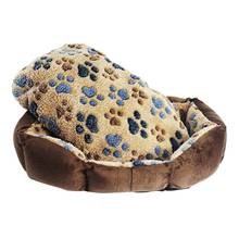 Pow Print Octagonal Kennel Super Soft Cotton Velvet Winter Warm Pet Cat Nest Winter Dog Bed Cotton Dog Bed Cat Nest 2024 - buy cheap