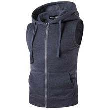 Spring Vest Sleeveless Hoodies Men Casual Slim Solid Vest Plus Size Waistcoat Man Clothing 2024 - buy cheap