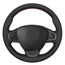 Car Steering Wheel Cover Hand-stitched Black Genuine Leather For Renault Clio 4 (IV) Kaptur Captur 2016-2019 2024 - buy cheap