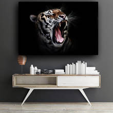 Черно-белая Дикая Африка тигр животное искусство на холсте живопись плакаты и принты Куадрос Настенная картина для декора гостиной 2024 - купить недорого
