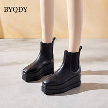 BYQDY PU Leather Female Boots Round Toe Platform Thick Heel Ankle Boots Woman Fashion Slip-on Chelsea Booties Autumn Winter 39 2024 - buy cheap