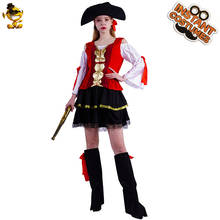 Women Pirate Cosplay Costume Birthday Party Dress Suits Fancy Dress Halloween Adult Women Sexy Buccaneer Costume With Hat 2024 - buy cheap