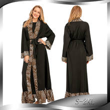 Donsignet Muslim Dress Muslim Fashion Leopard Print Abya Kimono Cardigan Robe Middle East Eid Duabi Abaya Turkey Robe Belt 2024 - buy cheap