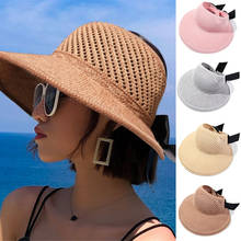 Sombrero plegable informal para el sol, gorra de paja con visera ancha para playa, con lazo, protección UV, para acampar y viajar 2024 - compra barato