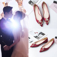 Zapatos de dama de honor de boda para mujer, mocasines de seda con purpurina y diamantes de imitación, con punta puntiaguda, de princesa bailarina, 2020 2024 - compra barato