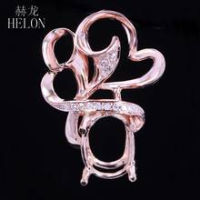 HELON-Colgante de oro rosa de 14 quilates para mujer, diamante Natural de corte ovalado sólido de 8x6-9x7mm, joya de boda de compromiso semimontura, ajuste de joyería fina 2024 - compra barato