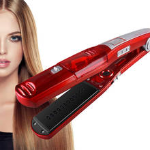 Plancha eléctrica de pelo alisadora a vapor profesional, herramienta de cerámica para el cabello, con pantalla de temperatura 2024 - compra barato