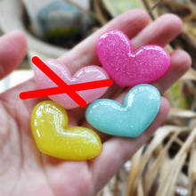 20pcs Mixed 40*28mm Very Cute Flat Back Resin Noctilucent Glitter Heart With Beads Inside For DIY Decoration 2024 - buy cheap