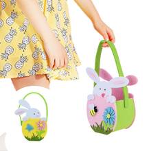 Cartoon Merry Easter Bunny Eggs Tote Bag Canvas Rabbit Basket Creative Home Supplier Easter Bucket For Kids Festival Gift Party 2024 - buy cheap