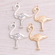 SWEET BELL  20PCS 25*40mm New Product Two Color Flamingo Charms Animal Pendant Jewelry Metal Alloy Jewelry Marking 2024 - buy cheap