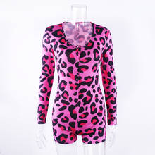 Omsj-maiô com estampa de leopardo rosa, roupa feminina sexy, manga longa, skinny, casual, para a noite, 2020 2024 - compre barato