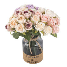 12 flores artificiais de seda, rosa, peônia, alta qualidade, buquê de noivas para decoração de casa, casamento, flor falsa 2024 - compre barato