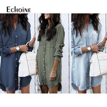 Echoine Spring Autumn Women designer jean jacket Blouses Full Sleeve tassel Button Loose Long Denim Shirts coats plus size 5XL 2024 - buy cheap