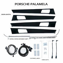 Apto para porsche panamera sincronizar o carro original 7 cores de luz ambiente instrumento painel tela controle inter porta 2024 - compre barato