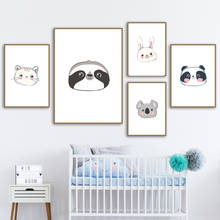 Cute Cartoon Koala Sloth Panda Rabbit Cat Nordic Posters And Prints Wall Art Canvas Painting Animals Wall Pictures For Kids Room 2024 - buy cheap