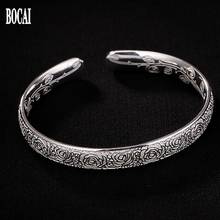 2020 new 100% real S999 pure silver bracelet for woman Leaf Rose Love Shiny Solid Korean Women's Open Silver Bangle Bracelet 2024 - buy cheap