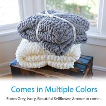 Chunky Knitted Throw Blanket Cozy Polyester Chenille Blankets Soft Hand Chunky Knitted Plaids For Winter Bed Sofa Cover Blanket 2024 - buy cheap