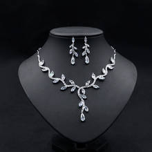 2020 Zircon Wedding Jewelry Sets Choker Necklace Wedding Necklaces and Earrings for Women Floral Wedding Accessories 2024 - buy cheap