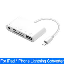 Adaptador de lightning otg, conversor para hdmi, leitor de cartão, 3.5mm, carregamento usb, para apple ipad x xr xs 11 12 pro max se 8, divisor de cabo 2024 - compre barato