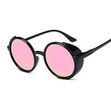 Солнцезащитные очки в стиле стимпанк для мужчин и женщин, брендовые дизайнерские винтажные круглые цветные зеркальные солнечные очки в стиле ретро 2024 - купить недорого