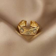 Оригинальное летнее модное Золотое Открытое кольцо со смайликом для женщин, уникальный дизайн, регулируемое изысканное кольцо для вечеринок, ювелирные аксессуары 2024 - купить недорого