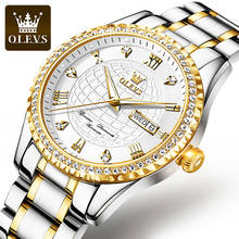 OLEVS-reloj mecánico de lujo para hombre, cronógrafo deportivo de diamante automático, de acero inoxidable, resistente al agua, de negocios, Masculino 2024 - compra barato