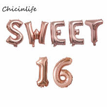 Chicinlife Sweet 16 Foil Balloon 16 Years old Birthday Party Decoration Sweet 16 Party Supplies 16th Birthday Balloon 2024 - compre barato