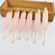 Penas de ganso douradas de pato rosa, para artesanato 10-15cm/4-6 ", penas de ganso para bordado, decoração de penas, faça você mesmo 2024 - compre barato