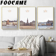 FOOCAME Wall Art Canvas Seaside City Scenery Landscape Painting Nordic Poster Modern Home Decoration Print Picture Living Room 2024 - buy cheap