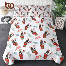 BeddingOutlet-juegos de cama de Navidad, funda nórdica de Feliz Navidad, juego de funda de cama para perros, colchas Queen Bulldog, decoración de Año Nuevo 2024 - compra barato