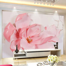 Papel de parede personalizado 3d, modernas com flores estéreo, mural de foto, sala de estar, tv, sofá, decoração de casa, pintura de parede romântica 2024 - compre barato