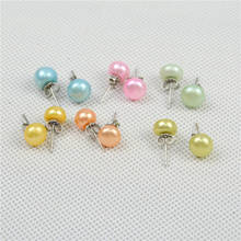 6 Pairs/Set Female Mixed Color Pink Green Blue Yellow Orange Pearl Stud Earrings Set Round Freshwater Pearls Women Stud Earrings 2024 - buy cheap